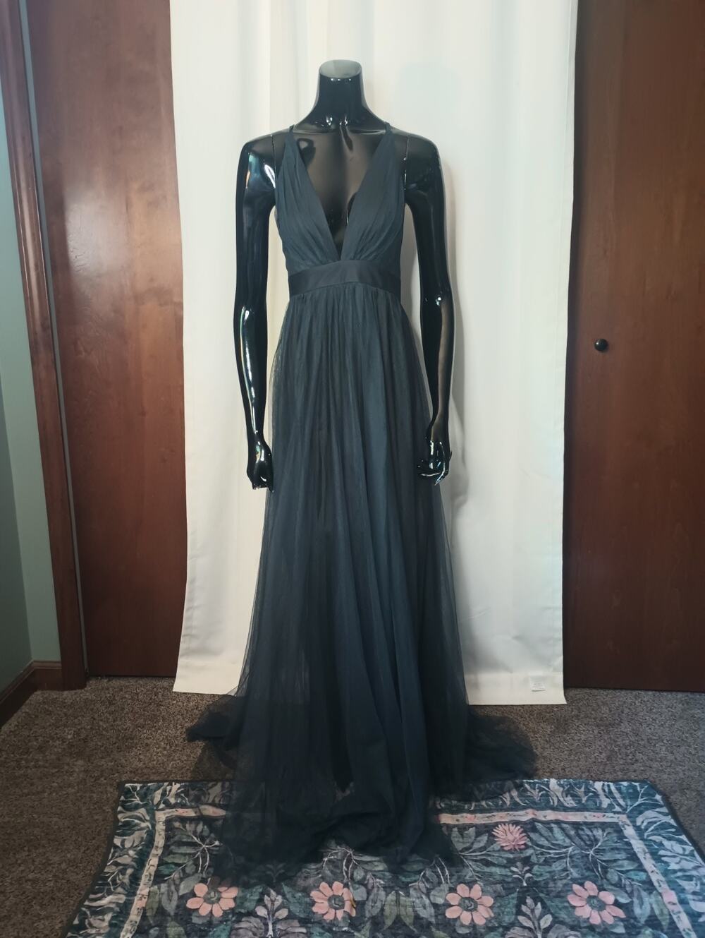 Luxxel Womens Tulle Babydoll Gown Small Gray Small Prom Formal Fairy Ballet